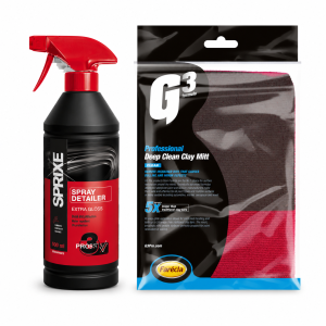 ZESTAW  RĘKAWICA CZYSZCZĄCA Z GLINKĄ + SPRIXE SPRAY DETAILER 0,5L